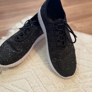 Black sequin Forever Sparkle Women's Tennis Shoe 8